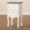 Baxton Studio Levron Traditional Two-Tone Walnut Brown and Antique White Finished Wood 2-Drawer Nightstand 194-11954-ZORO - alternate 9